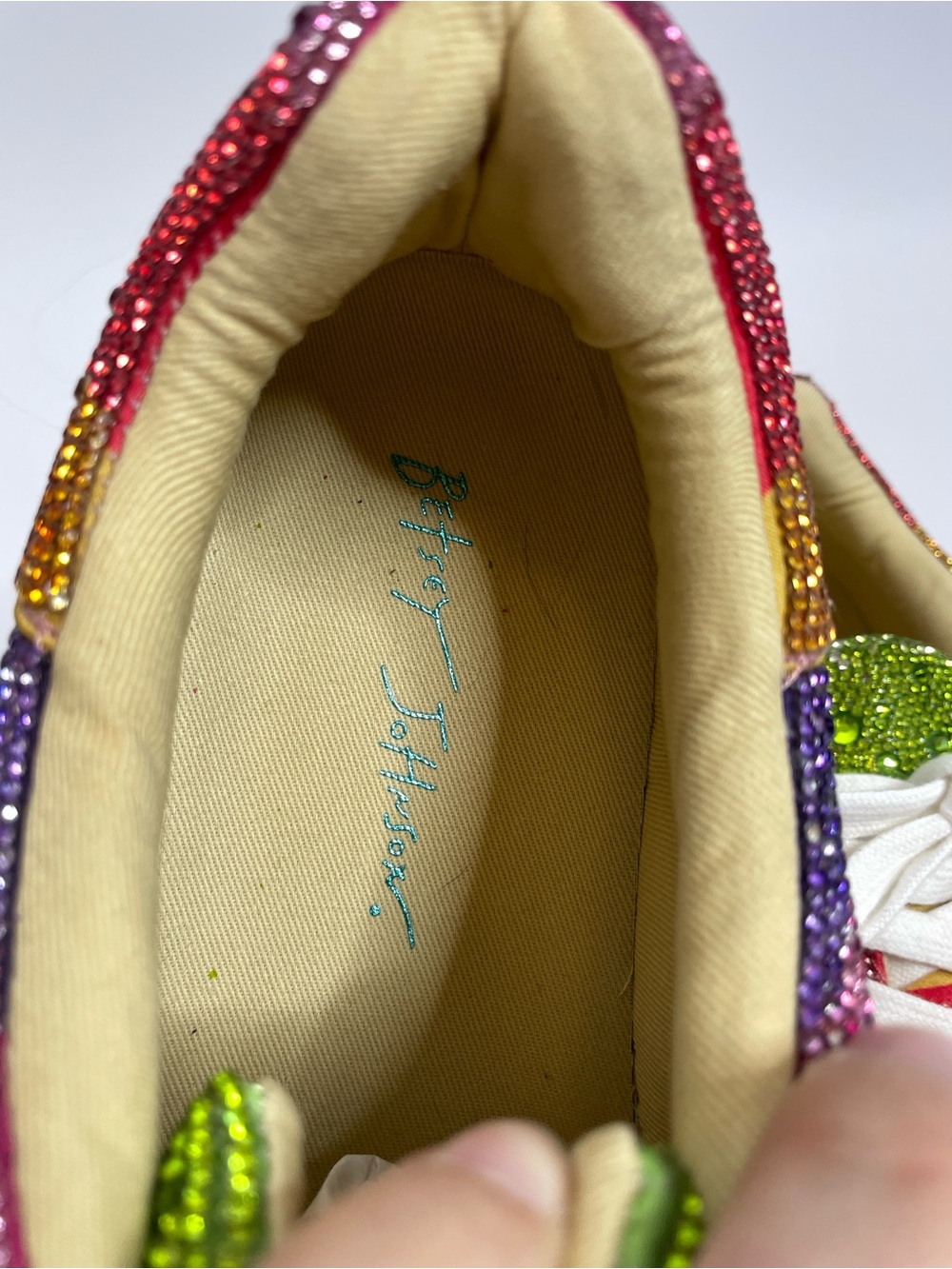 Betsey Johnson | Sidny Rhinestone Rainbow Pride Platform Sneakers Size 8.5 - Picture 5 of 15
